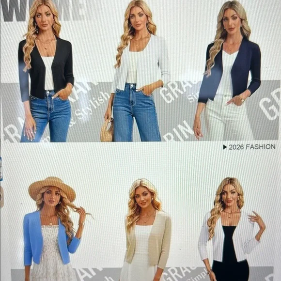 Grace Karin Women's Deep Red Open Front 3/4Sleeve Cardigan - Picture 8 of 8